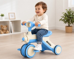 Tricicletă de Echilibru Albastru-Alb cu Design Avion, pentru Copii 1-3 Ani - Img 2