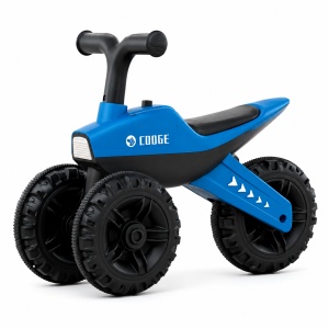 Tricicletă fără Pedale pentru Copii Tip ATV, cu Ghidon, Șezut și 3 Roți Late, Albastru-Negru,12 luni +