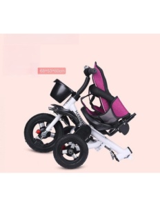 Tricicleta Pentru Copii, Scaun Pivotant la 360, Spatar cu 3 Pozitii, Gri/Alb - Img 2