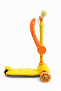 Trotineta Copii 2 in 1 cu Sezut, Lumini, Ghidon Reglabil, Galben, 2 ani+