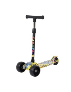 Trotineta Pliabila 55-76cm Negru Cu Imprimeu Galben - Img 1