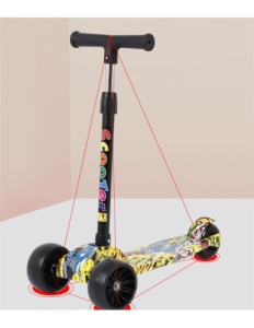 Trotineta Pliabila 55-76cm Negru Cu Imprimeu Galben - Img 2