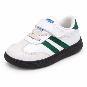 Adidași Copii Alb cu Verde, Închidere cu Scai și Șiret Elastic, Talpă Antiderapantă, Model Sport Casua