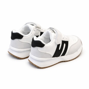 Adidași Copii Alb-Negru, Închidere cu Scai, Design Modern cu Inserții Laterale, Talpă Antiderapantă - Img 4