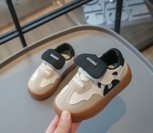 Adidași Copii cu Scai, Model Panda Bej-Negru, Talpă Antiderapantă, Încălțăminte Confortabilă - Img 9