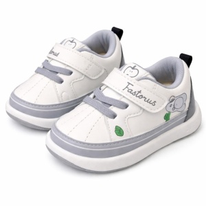 Adidași Copii pentru Primii Pași, Talpă Flexibilă, Ușori și Comozi, Închidere cu Arici, Design Ergonomic, Gri-Alb