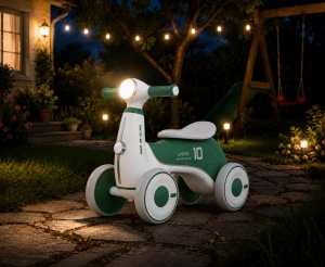 Bicicletă de Echilibru pentru Copii 2-4 Ani cu 4 Roți, Lumini LED și Muzică – Verde - Img 4