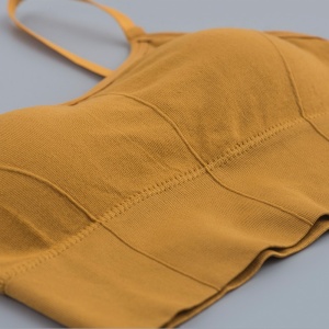 Bustiera Sport pentru Dama, cu Bretele Reglabile si Spatele Gol, Fara Cusaturi, Model Push Up, Galben - Img 2