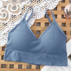 Bustiera Sport pentru Dama, cu Bretele si Spatele Gol, Fara Cusaturi, Model Push Up, Marime S/M, Bleu