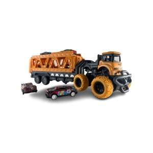Camion Transportor cu 6 Masini de Cursa, Plastic, Galben - Img 2