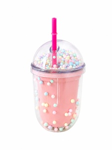 Cana cu Pai, Model cu Bomboane, Plastic, Roz, 300 ml - Img 3