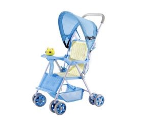 Carucior Pentru Copii, Ultracompact, Model Sport, Roti Duble, Albastru