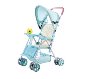 Carucior Pentru Copii, Ultracompact, Model Sport, Roti Duble, Turcoaz