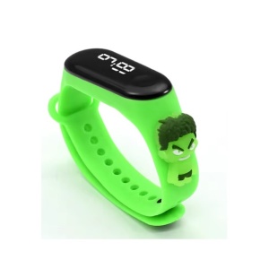 Ceas Pentru Copii, Bratara Silicon Reglabila, Baterie Integrata, Cadran Digital, Verde, Baieti