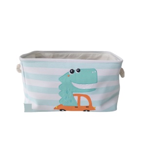 Cos Depozitare Jucarii, Cu Maner, Textil, Dinozaur cu Masinuta