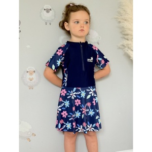 Costum de Baie Pentru Copii, Intreg, cu Protectie UV, Floral