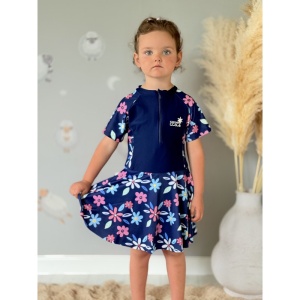 Costum de Baie Pentru Copii, Intreg, cu Protectie UV, Floral - Img 2