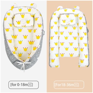 Cosulet Bebelus Pentru Dormit, BabyNest, Cu 2 Fete, Bumbac, Gri, Coronite - Img 2