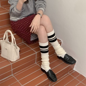 Jambiere Albe, Model cu Dungi Negre, Textil, Universale