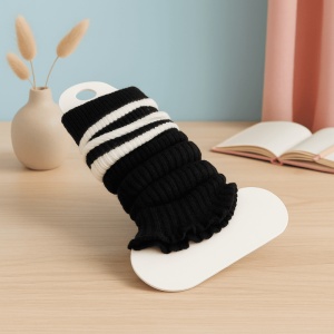 Jambiere Negre, Model cu Dungi Albe, Textil, Universale - Img 2