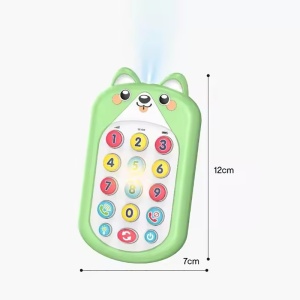 Jucarie Interactiva Telefon, cu Sunete si Lumini, Pisica Verde, Plastic, 3 ani+
