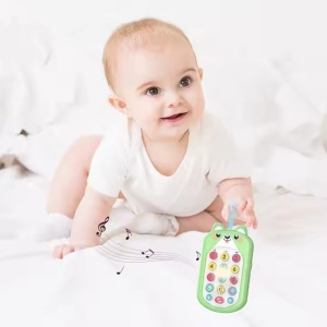 Jucarie Interactiva Telefon, cu Sunete si Lumini, Pisica Verde, Plastic, 3 ani+ - Img 2