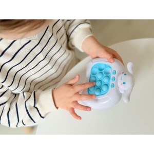 Jucarie Pop It Electronic, Iepure , Push bubble, Alb / Albastru