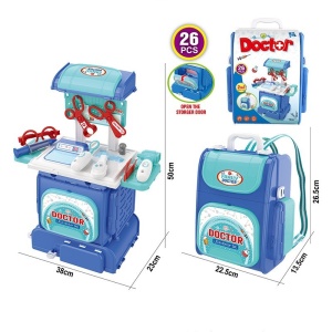Jucarie Set Doctor Model Ghiozdan, 26 Piese, 38x50x23 cm, Plastic, Albastru, 3 ani+ - Img 2