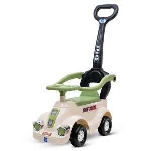 Mașinuță Copii 3 în 1 Ride On, Verde cu Mâner Părinte, Bară de Protecție 360°, Volan Interactiv