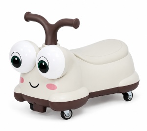 Mașinuță Crem Ride-On pentru Copii, Model Omidă, 2-4 Ani, cu Lumini și Roți Silențioase