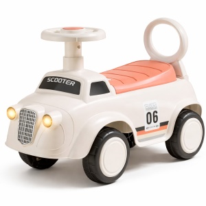 Mașinuță Fără Pedale pentru Copii, Crem, cu Spațiu de Depozitare, Faruri Luminoase și Volan 360° – Ride On Copii 1-3 Ani