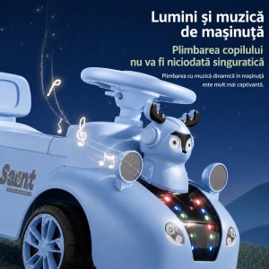 Mașinuță Ride-On pentru Copii 1-3 Ani, cu Lumini LED și Muzică, Model Ren, Albastru - Img 3