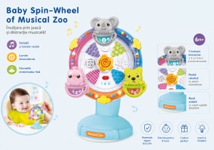 Mini Ruletă Muzicală Interactivă, cu Sunete si Lumini, Model Albastru, 0 luni+ - Img 2
