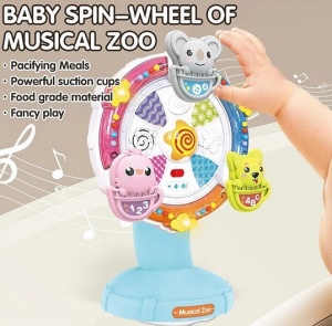 Mini Ruletă Muzicală Interactivă, cu Sunete si Lumini, Model Roz, 0 luni+ - Img 3