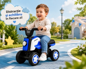 Motocicletă Ride-On pentru Copii Albastru, Fără Pedale - Img 3