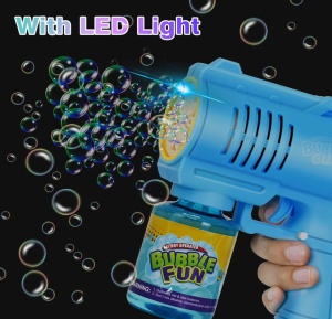 Pistol Albastru pentru Baloane de Săpun Bubble Blaster, cu Efecte Luminoase LED, Funcționare pe Baterii - Img 5