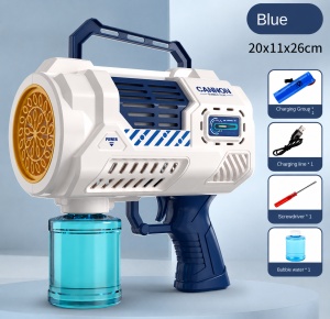 Pistol pentru Baloane de Săpun Bubble Blaster Space Pro Albastru-Alb, cu Efecte Luminoase LED, Funcționează pe Baterii - Img 2