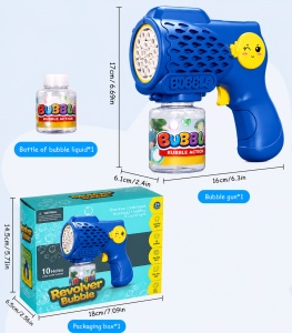 Pistol pentru Baloane de Săpun Emoji Albastru cu Lumini LED, Funcționare pe Baterii - Img 2