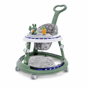 Premergător Verde Multifuncțional,6-24 Luni, cu Mâner Parental, Lumini LED 360°,cu Muzică și Jucării