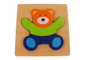 Puzzle din Lemn pentru Copii, Ursulet, 5 Piese, 15 cmx 15 cm, Multicolor