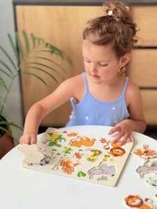 Puzzle Montessori din Lemn, Animale 2 , 7 Piese, Dimensiune 30x22.5 cm - Img 2