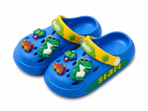 Saboți Copii Albastru din Spumă, Model Dino Baby, cu Accesorii 3D și Baretă Reglabilă - Img 2