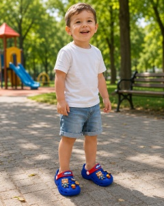 Saboți Copii Tip Crocs din Spumă cu Ursuleț 3D și Accesorii Decorative, Baretă Reglabilă, Talpă Antiderapantă, Albastru - Img 11