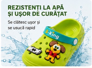Saboți Copii Tip Crocs din Spumă EVA cu Cățeluș 3D, Baretă Reglabilă, Talpă Antiderapantă, Verde - Img 4