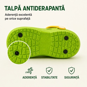 Saboți Copii Tip Crocs din Spumă EVA cu Ursuleț 3D și Accesorii Decorative, Baretă Reglabilă, Talpă Antiderapantă, Verde - Img 7