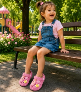 Saboți Copii Tip Crocs ,Spuma cu Personaj 3D, Balon și Stea Decorativa, Baretă Reglabilă, Talpă Antiderapantă, Roz - Img 5