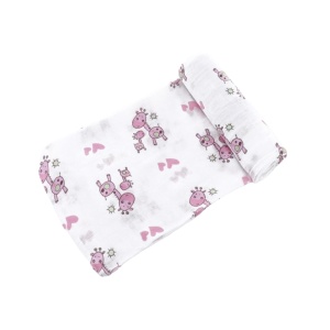 Scutec Muselina pentru Bebelusi, Bumbac, Girafa, 120X110 cm