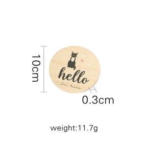Set 17 Piese Hello World, pentru Fotografii Bebelusului, Lemn, BPA Free, Animale si Mesaje Tematice
