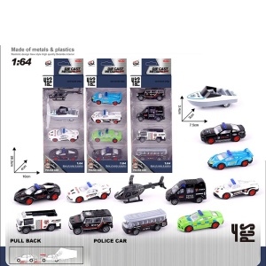 Set 3 Masinute Politie, Model 3, Multicolor, Plastic si Metal, 8 cm, 3 ani+ - Img 2