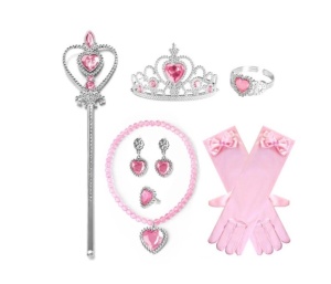 Set accesorii pentru Carnaval Printesa, 7 Piese, Roz